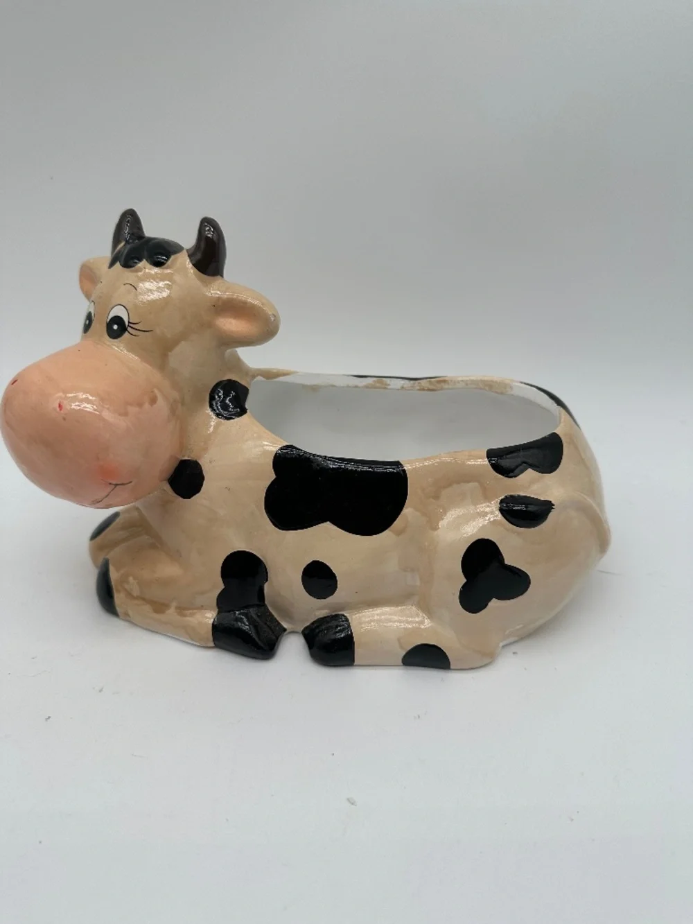 Ceramic Holstein Cow Flower Pot Planter Farmhouse Decor READ